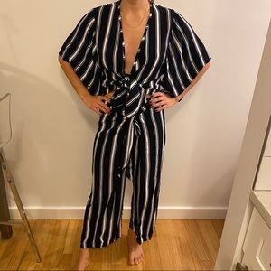 Planet blue navy blue striped set